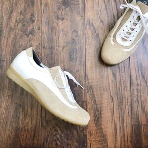 Durea • Nicky lace up walking shoes sneakers tan suede orthotic wedge sole